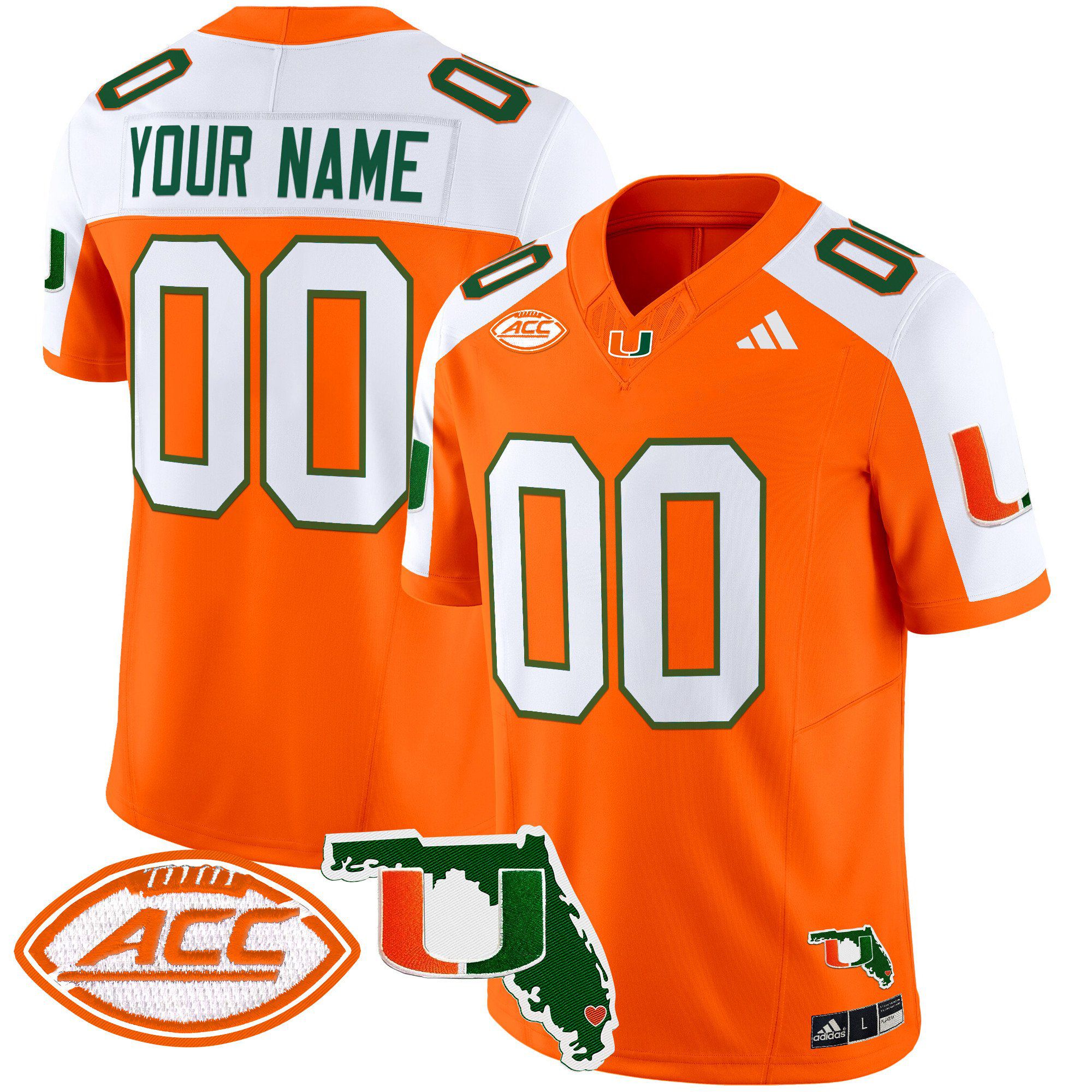 Men Miami Hurricanes Orange 2024 Florida Patch Vapor Limited Custom NCAA Jersey